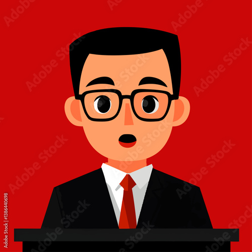 A commanding vector illustration of a politician giving a powerful speech