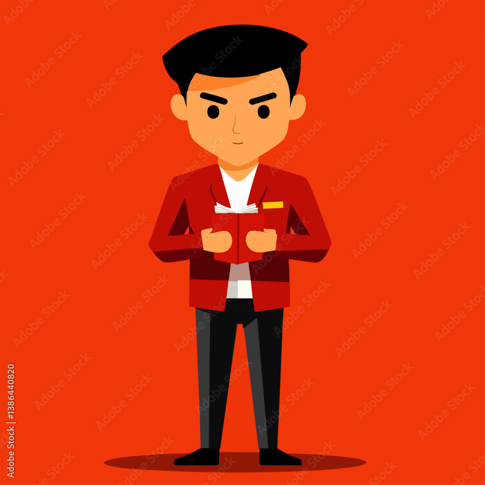 A curious vector illustration of a journalist taking notes on a breaking story A curious vector illustration of a journalist taking notes on a breaking story