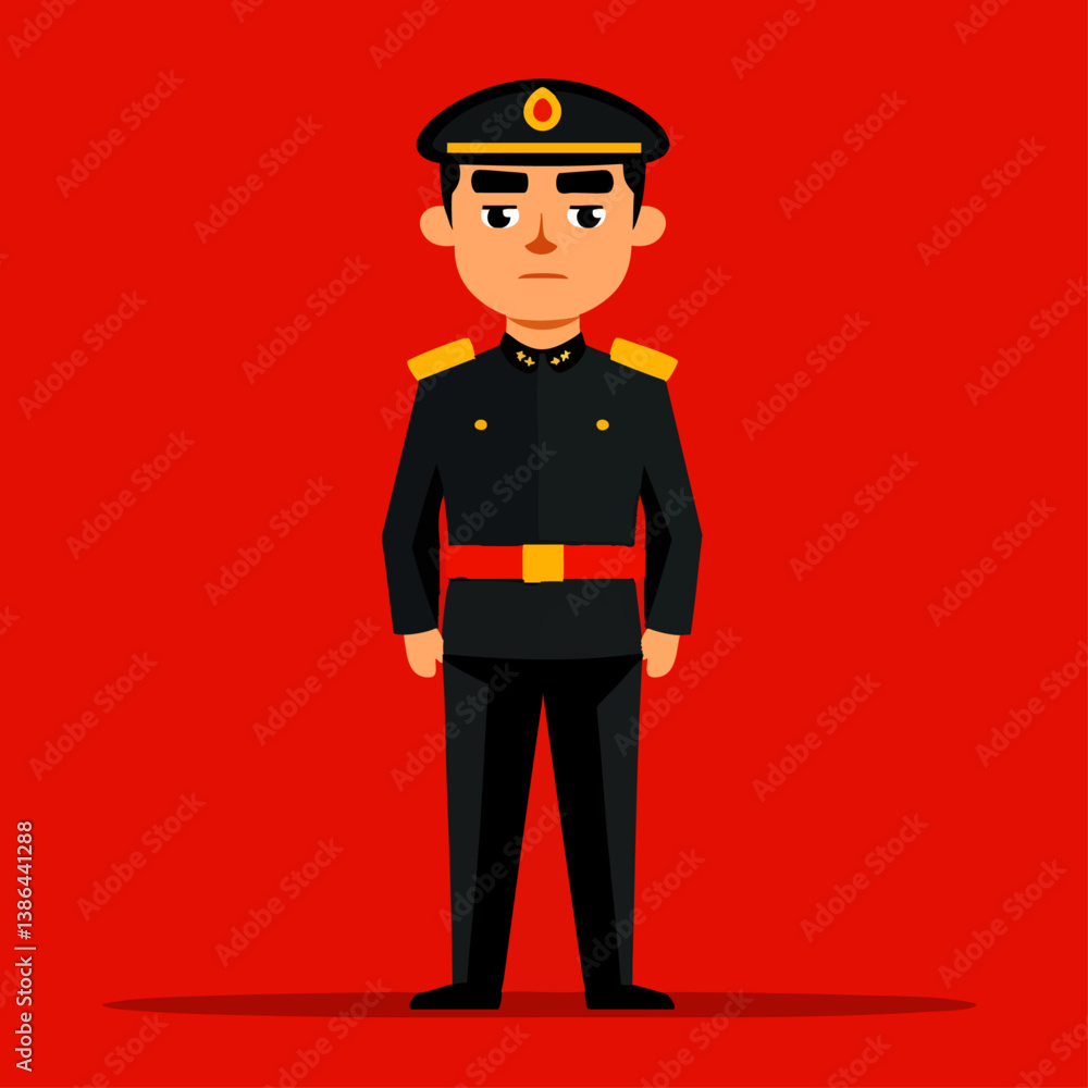 A disciplined vector illustration of a soldier standing tall in uniform A disciplined vector illustration of a soldier standing tall in uniform
