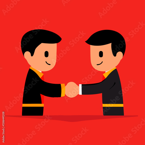 A diplomatic vector illustration of a diplomat shaking hands in agreement