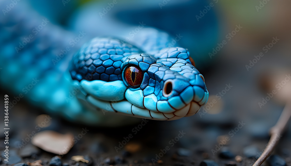 Stunning Close-up of a Vibrant Blue Snake Stunning Close-up of a Vibrant Blue Snake