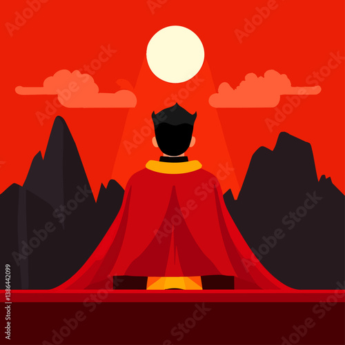 A majestic vector illustration of an emperor overseeing a vast kingdom