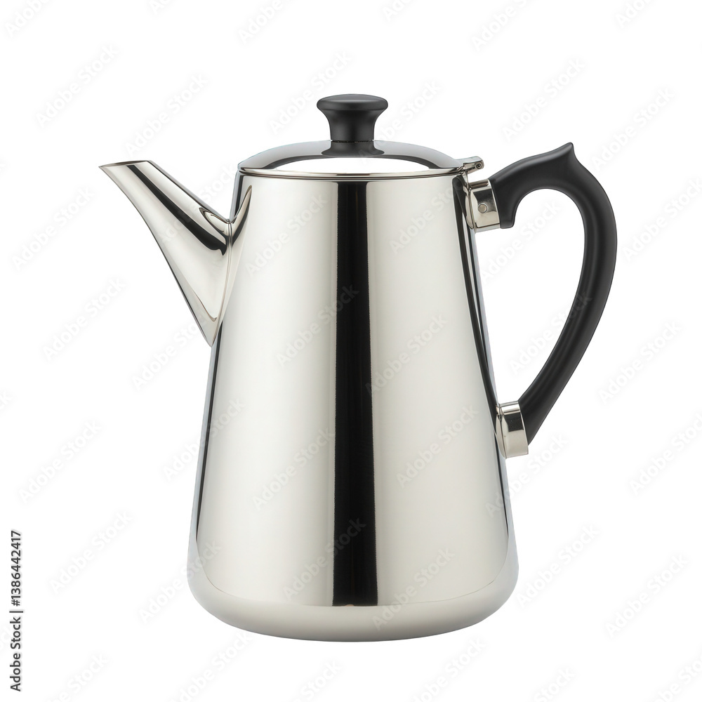 Modern Sleek Metal Teapot with Black Accents. Modern Sleek Metal Teapot with Black Accents.