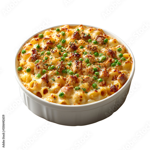 Tuna Noodle Casserole Isolated on Transparent Background
