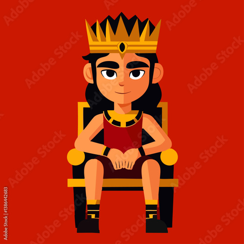 A regal vector illustration of a pharaoh ruling from a golden throne