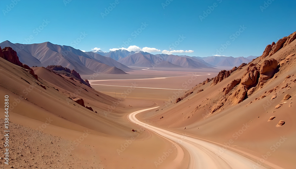 Naklejka premium Desert Mountain Road Trip Landscape