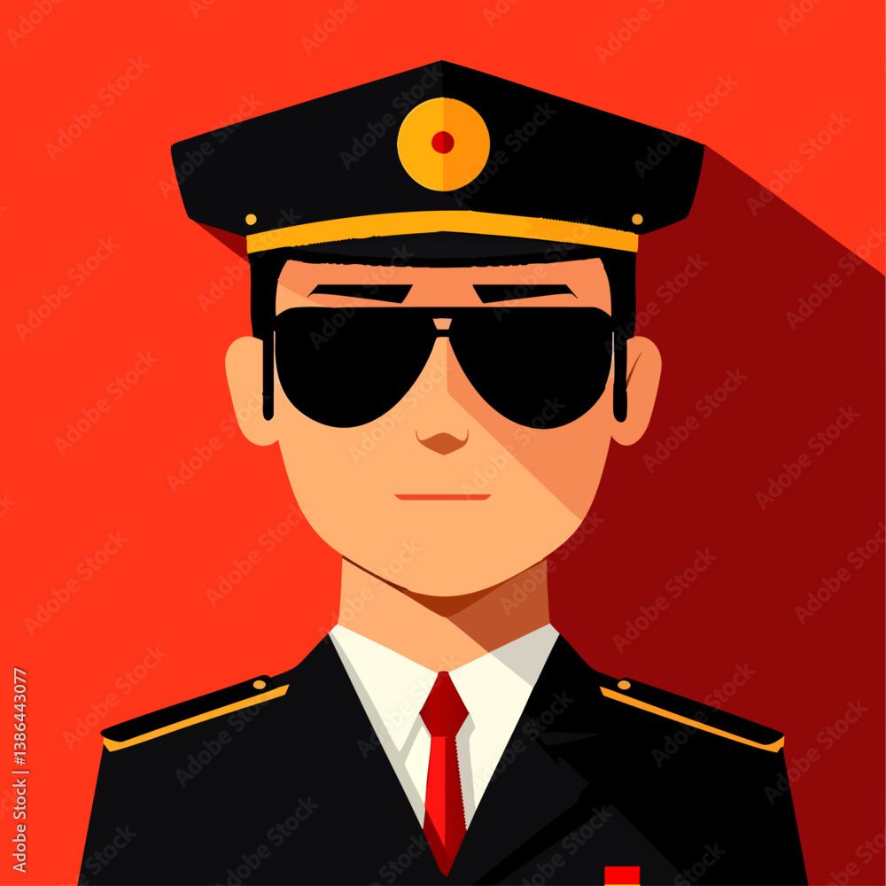 A sleek vector illustration of a confident pilot in uniform, ready for takeoff A sleek vector illustration of a confident pilot in uniform, ready for takeoff