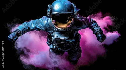 Astronaut in a vibrant cosmic ballet: A mesmerizing journey through the nebulae. An exploration of space, science, and the boundless wonders of the universe.