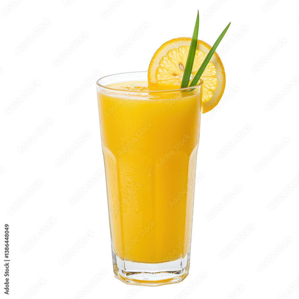 Fototapeta premium Chilled citrus juice with lemon slice and garnish.