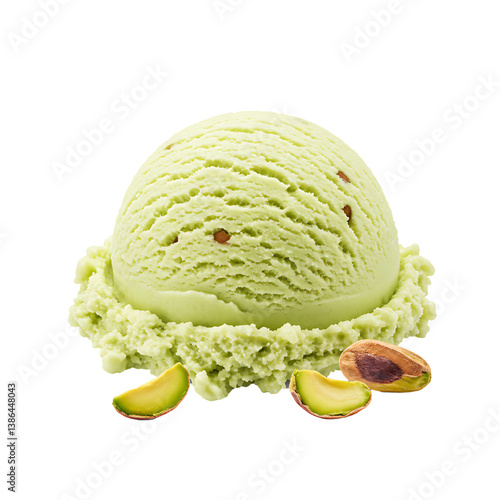  pistachio ice cream isolated on white background 
