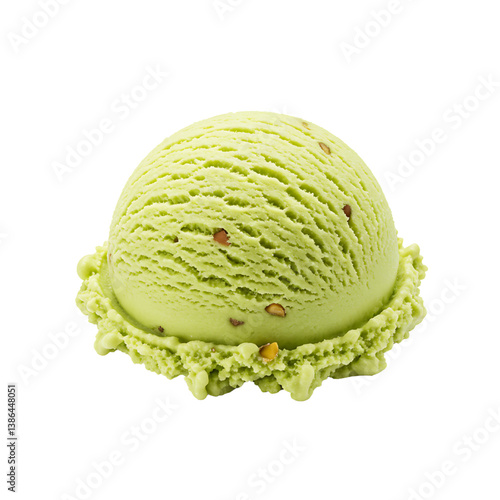  pistachio ice cream isolated on white background 