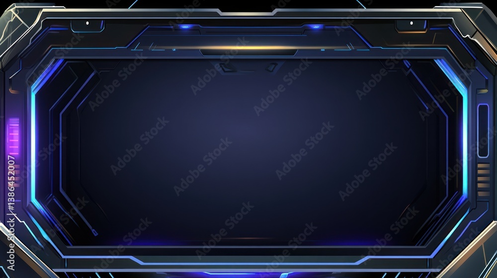 Obraz premium Futuristic spaceship portal interface, dark background