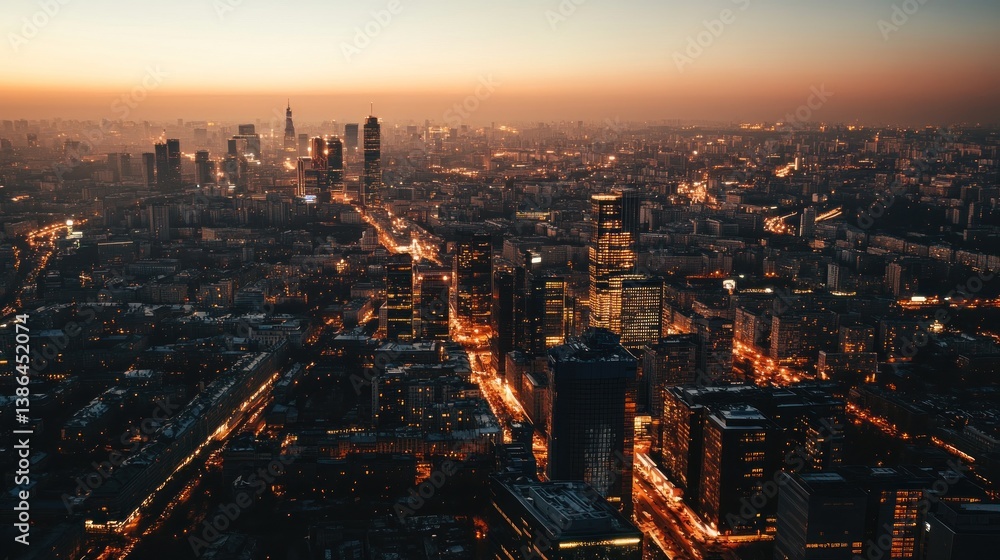 Fototapeta premium Blurred cityscape at twilight