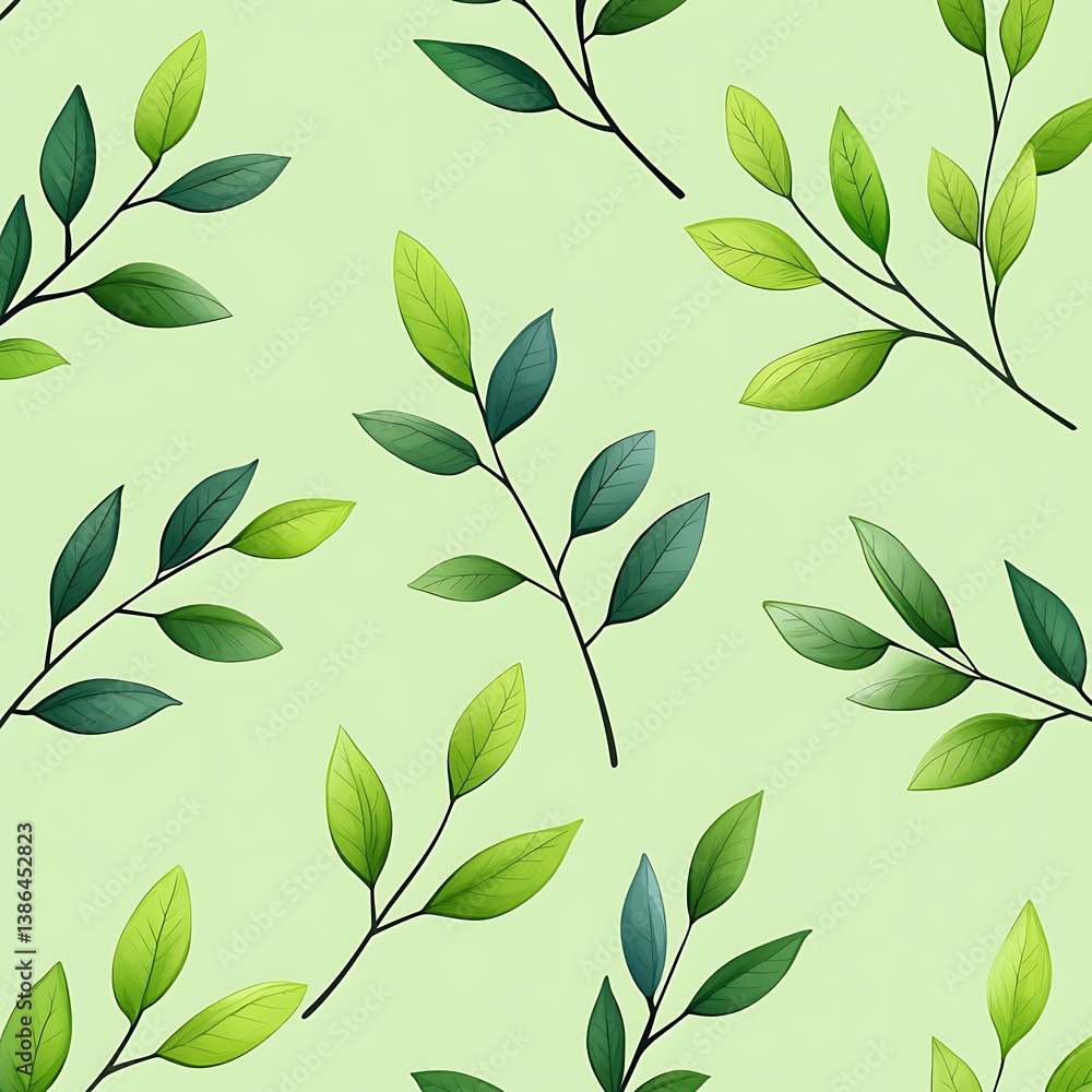 hand drawn leaves pattern background on green backdrop hand drawn leaves pattern background on green backdrop