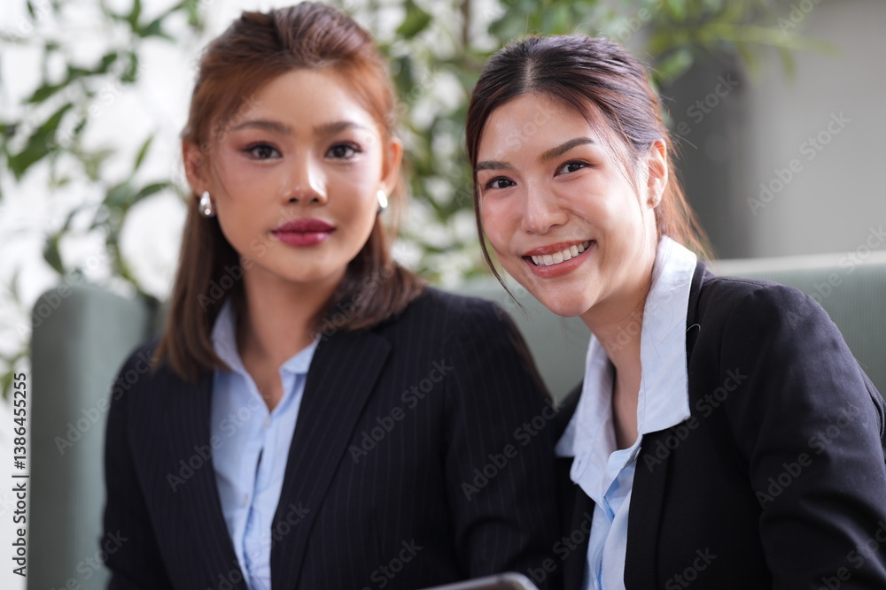 Group of female employees working hard, meeting and discussing ideas in the office and common areas. Group of female employees working hard, meeting and discussing ideas in the office and common areas.