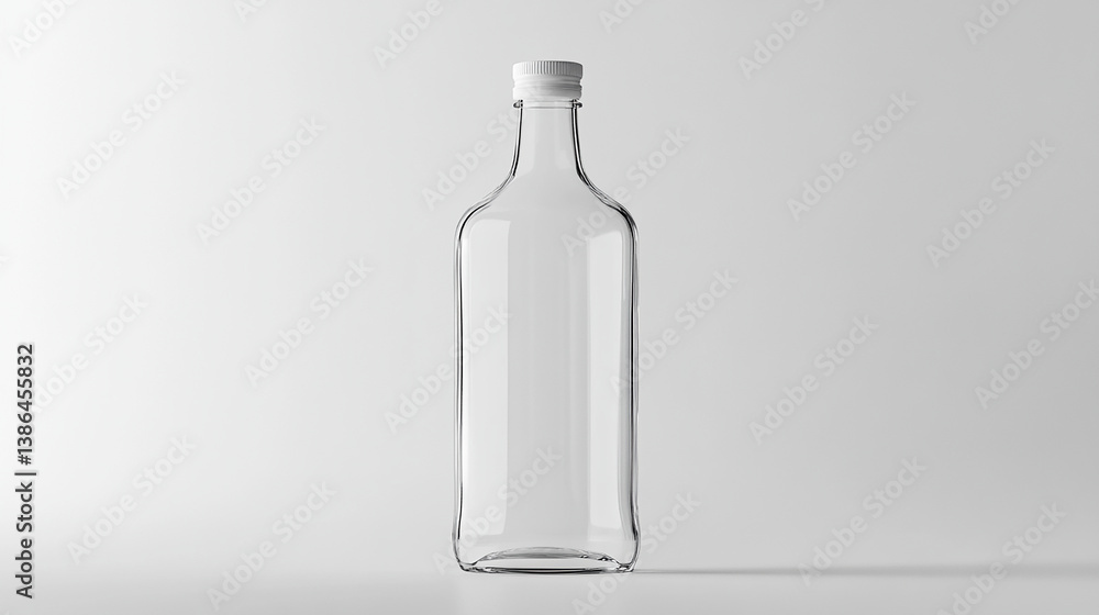 Simple clear plastic bottle without label on white b Simple clear plastic bottle without label on white b