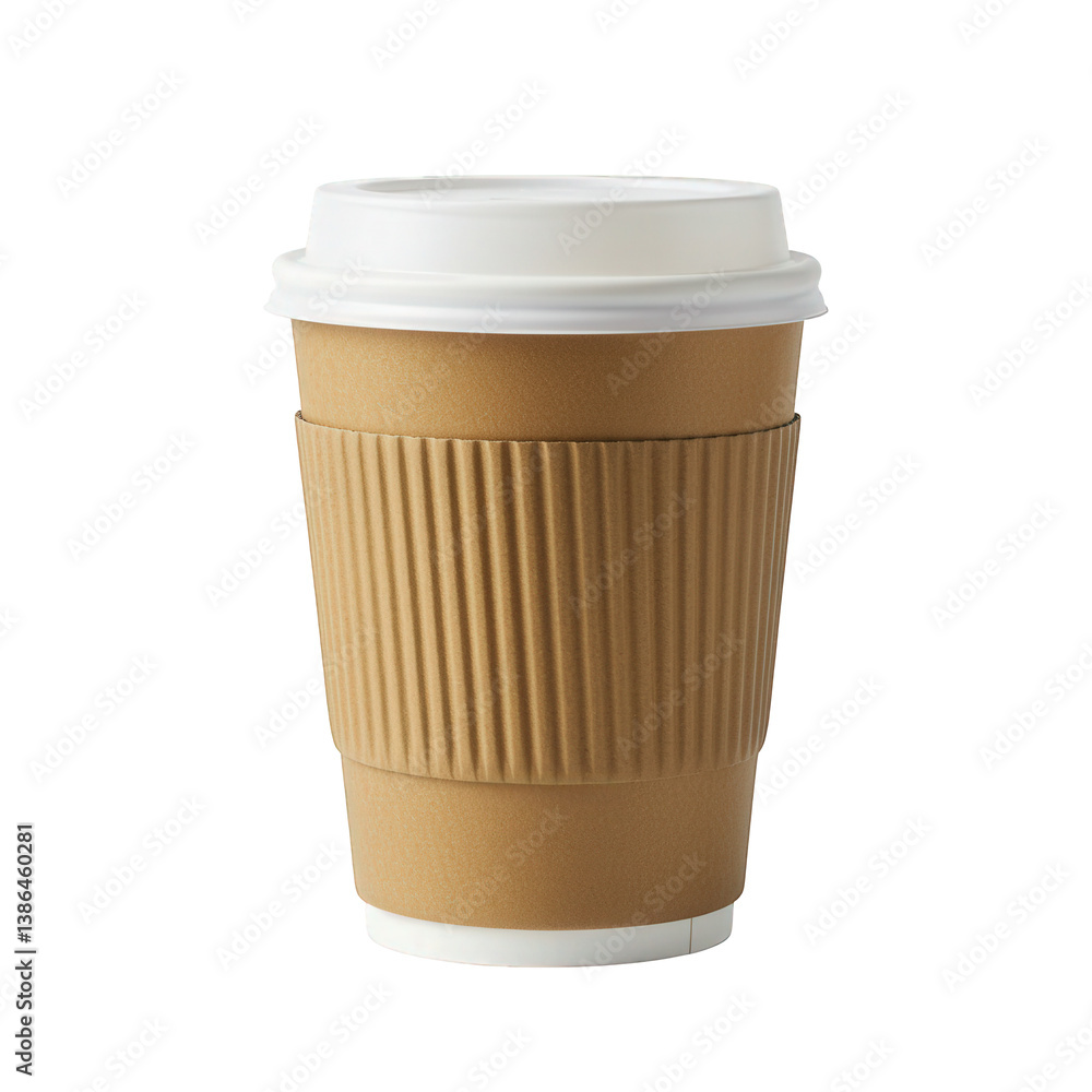 Paper Coffee Cup with Lid and Cardboard Sleeve. Paper Coffee Cup with Lid and Cardboard Sleeve.