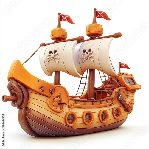 Cartoon Pirate Ship: A Whimsical 3D Adventure