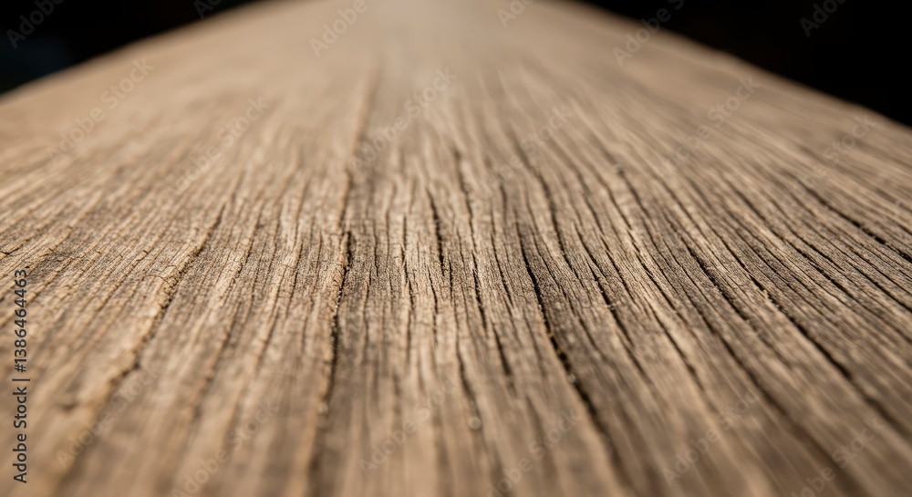 Fototapeta premium Close-up textured weathered wooden surface with deep grain patterns and natural lines, concept for rustic design, natural material backgrounds and organic product display
