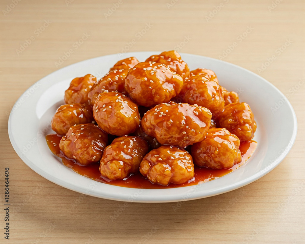 A mouthwatering plate of Orange Chicken, a beloved Chinese dish, takes center stage on a pristine white plate. A mouthwatering plate of Orange Chicken, a beloved Chinese dish, takes center stage on a pristine white plate.