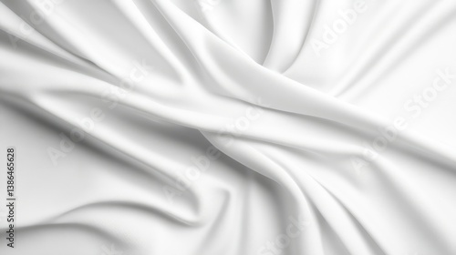 The image shows smooth, white fabric with soft folds and wrinkles. The composition is a close-up, focusing entirely on the texture. The lighting is even, creating a clean aesthetic. The style is mi
