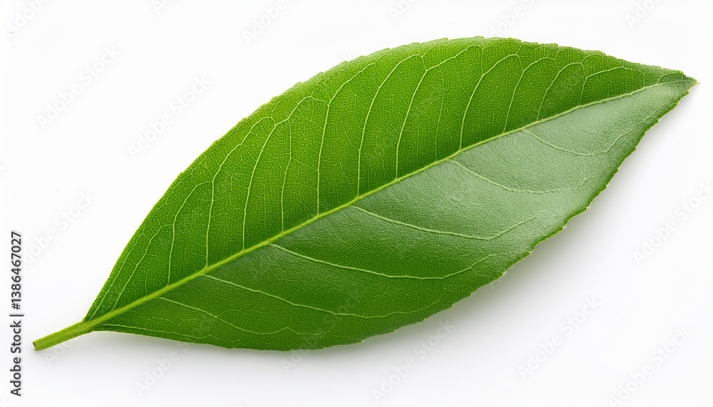 Fototapeta premium Green Leaf on White Background