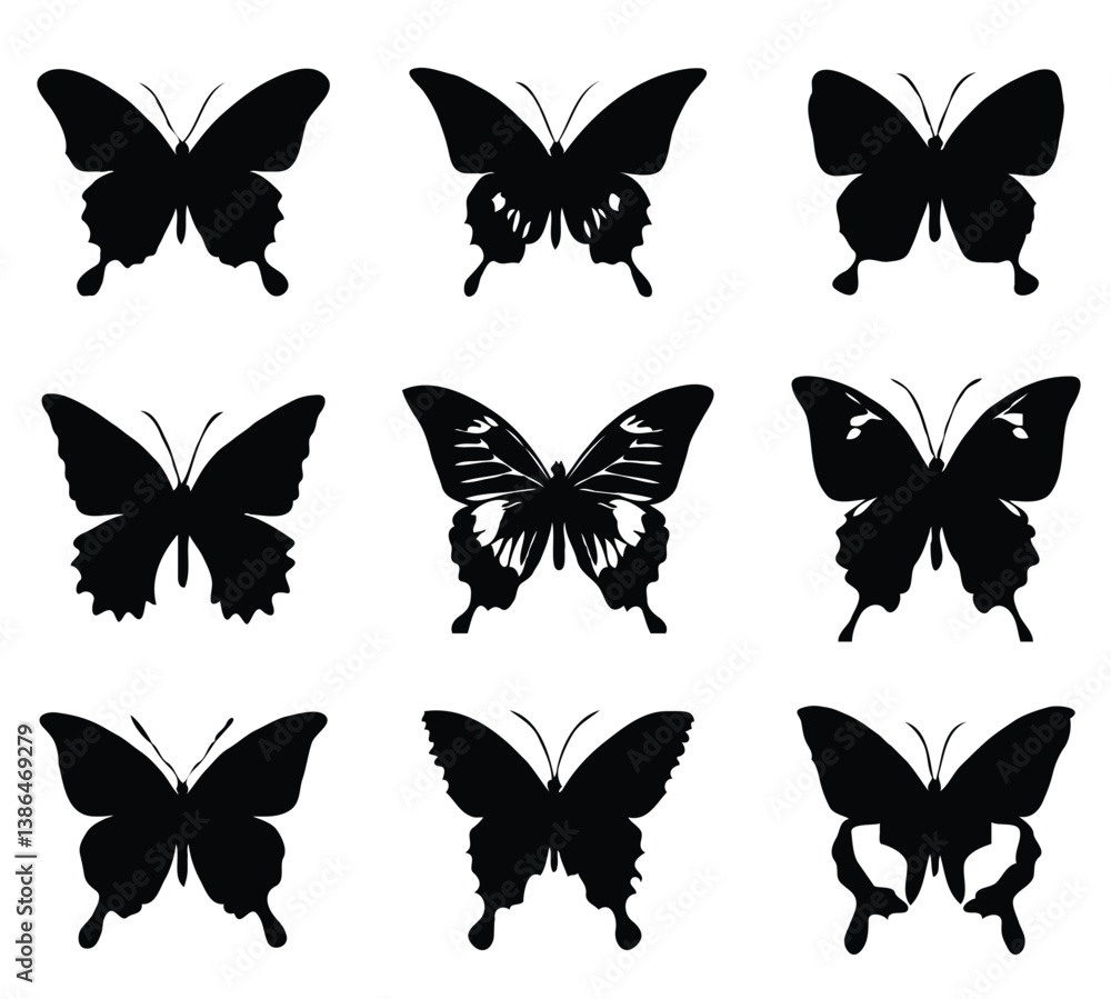 collection of butterflies silhouette collection of butterflies silhouette