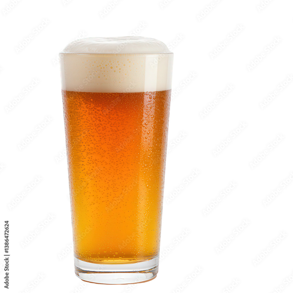 Chilled Amber Beer with Frothy Head and Condensation. Chilled Amber Beer with Frothy Head and Condensation.