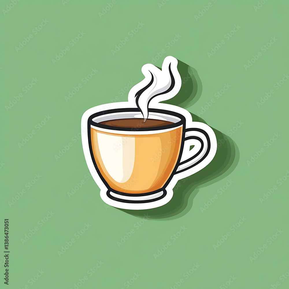 Obraz premium steaming coffee cup on green background