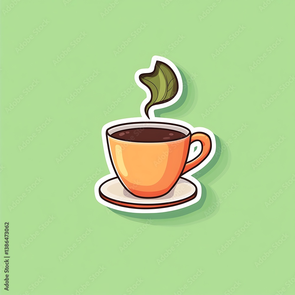 Obraz premium steaming coffee cup on green background