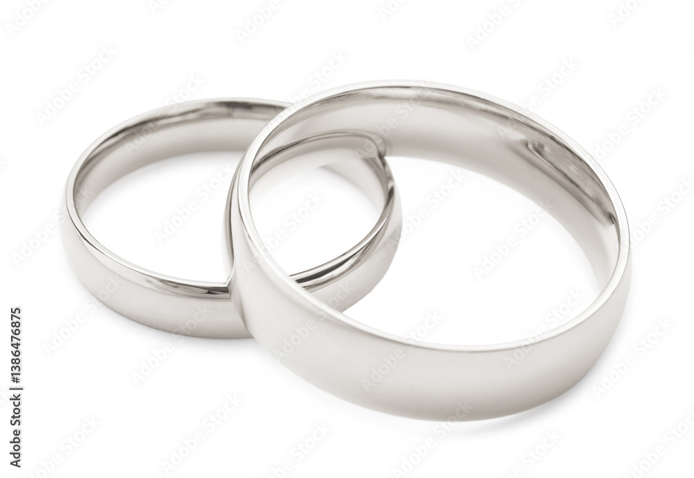 Shiny silver wedding rings isolated on white Shiny silver wedding rings isolated on white