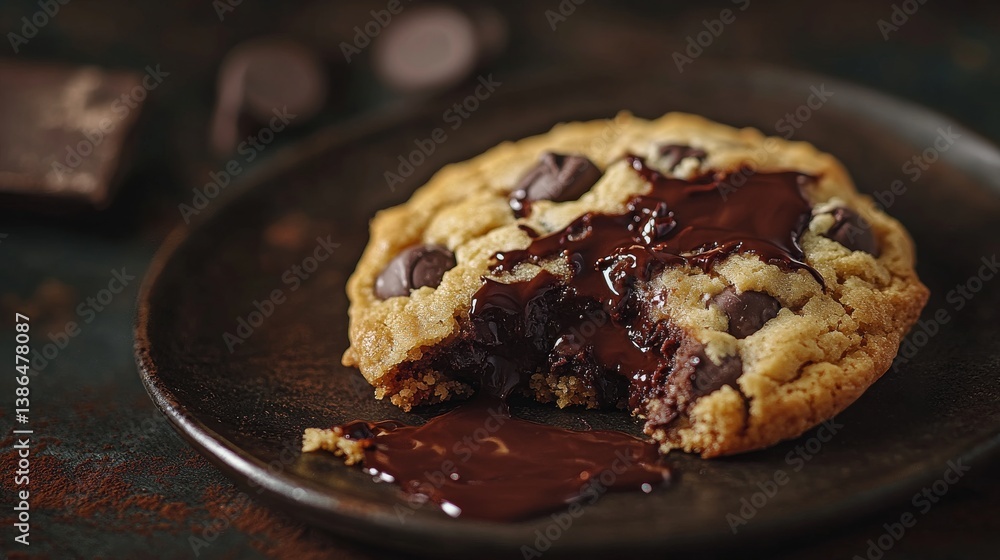 A delicious chocolate chip cookie with a gooey center. Featuring indulgence and comfort A delicious chocolate chip cookie with a gooey center. Featuring indulgence and comfort