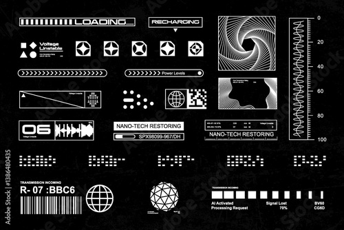 Futuristic cyberpunk interface element technology graphic vector design template	