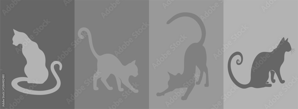 cat silhouette set with simple style cat silhouette set with simple style