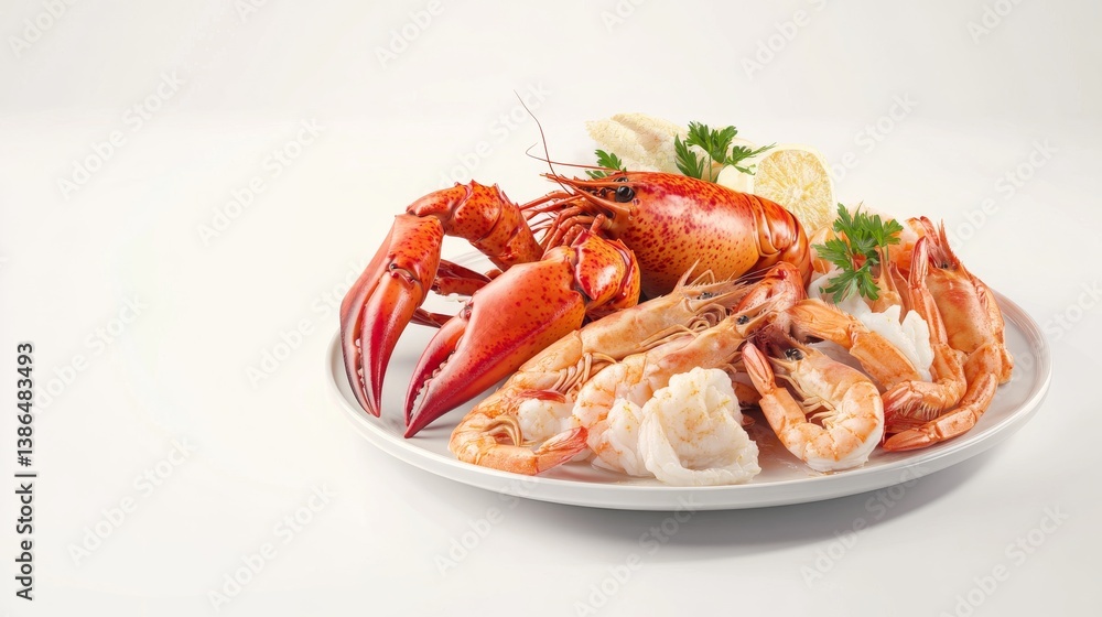 A delicious seafood platter with shrimp, lobster, and crab. Featuring luxury dining A delicious seafood platter with shrimp, lobster, and crab. Featuring luxury dining