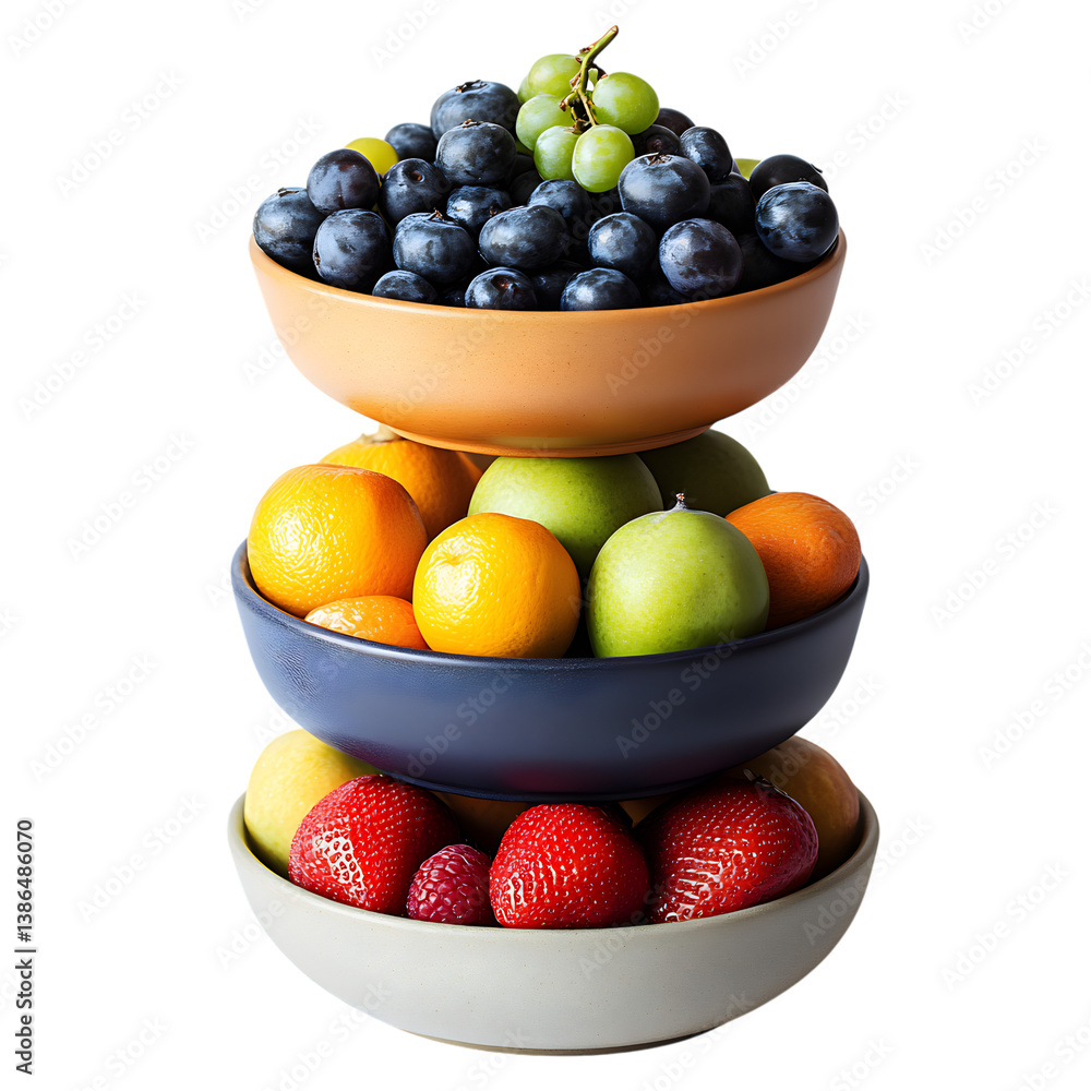 Multi Tiers Fruit Bowls with Minimalist Design Isolated on Transparent Background Multi Tiers Fruit Bowls with Minimalist Design Isolated on Transparent Background