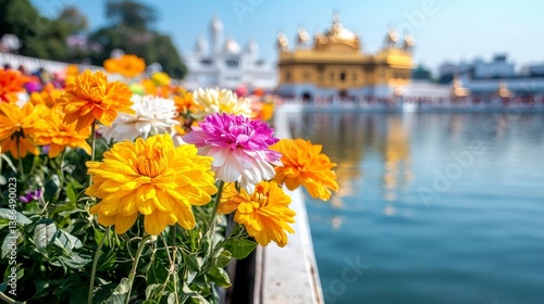 Wallpaper Mural Vibrant Flowers by Water Body Torontodigital.ca