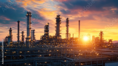 Wallpaper Mural Industrial refinery complex at sunset Torontodigital.ca