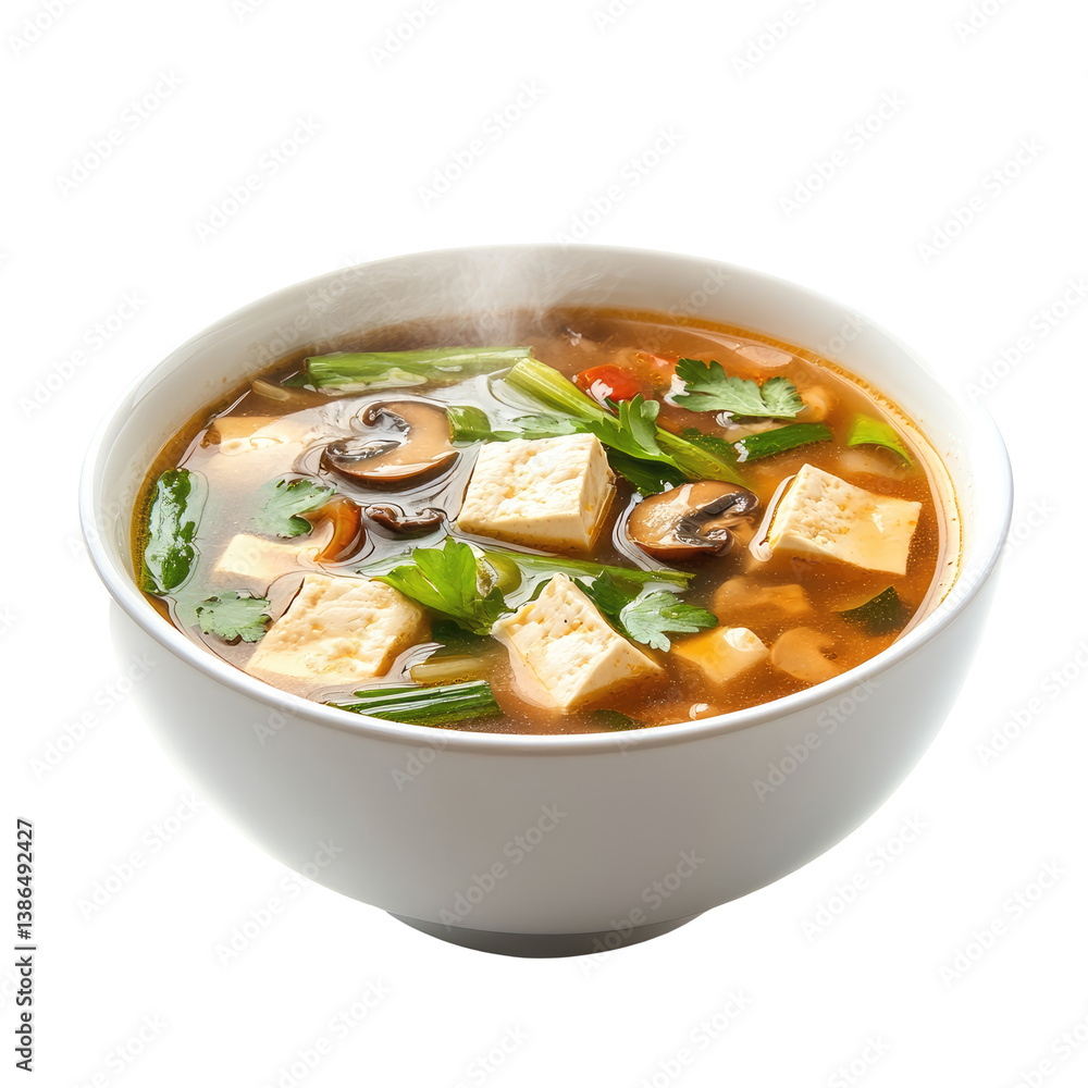 Chinese Hot Sour Soup on transparent background Chinese Hot Sour Soup on transparent background
