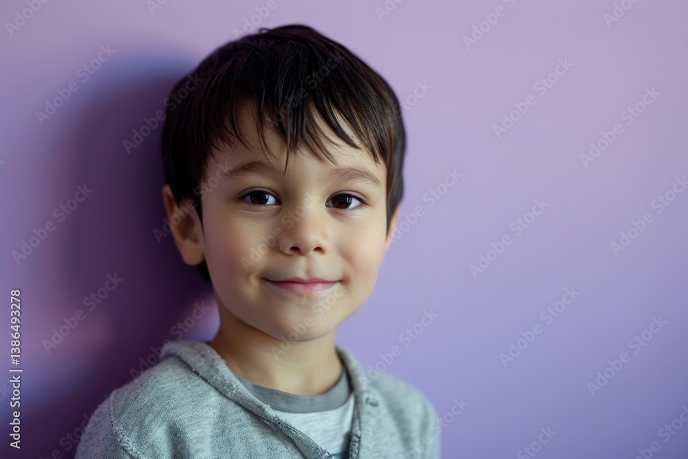 Portrait of a cute little boy on a purple wall background. Portrait of a cute little boy on a purple wall background.