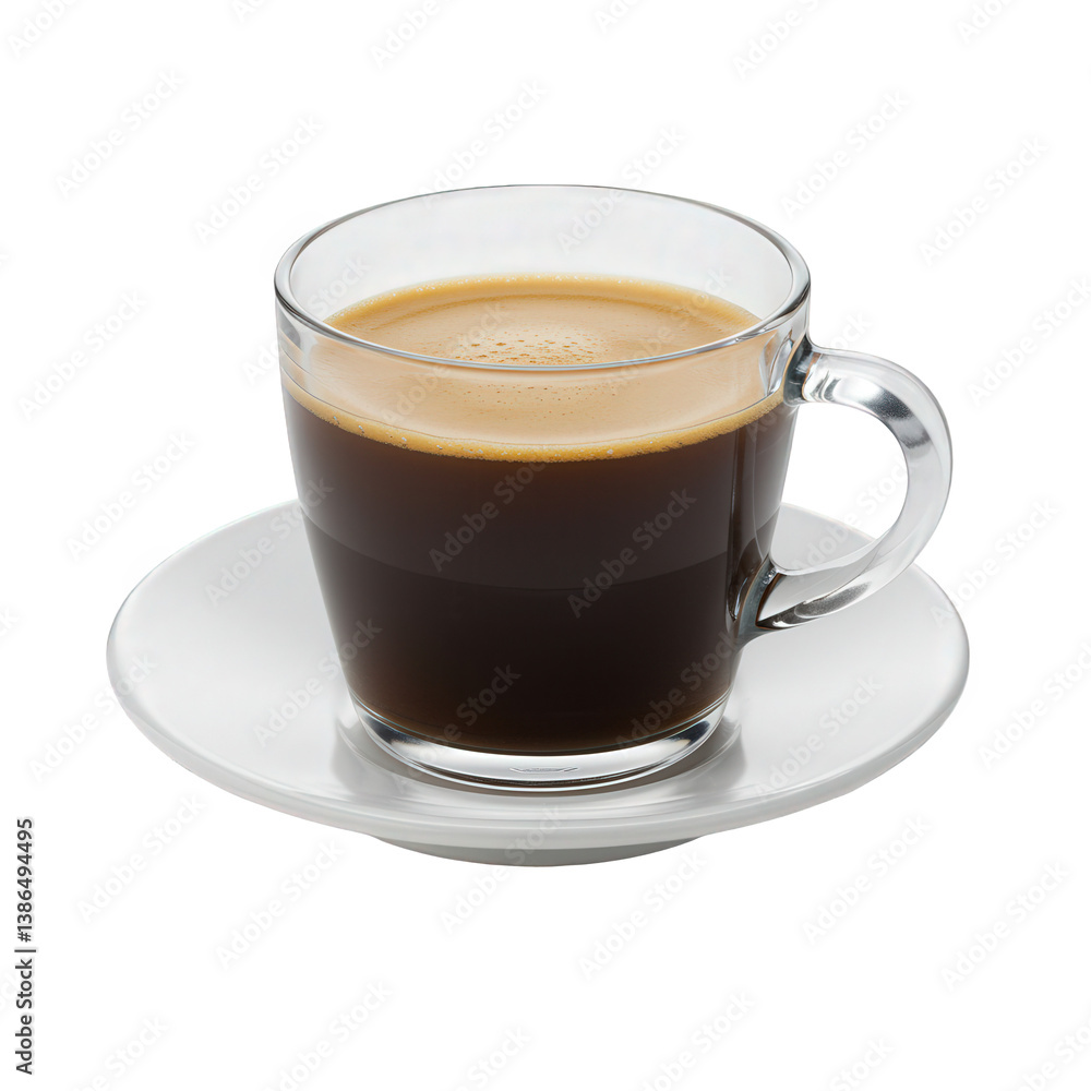 Dark Coffee Crema in a Clear Glass Mug. Dark Coffee Crema in a Clear Glass Mug.