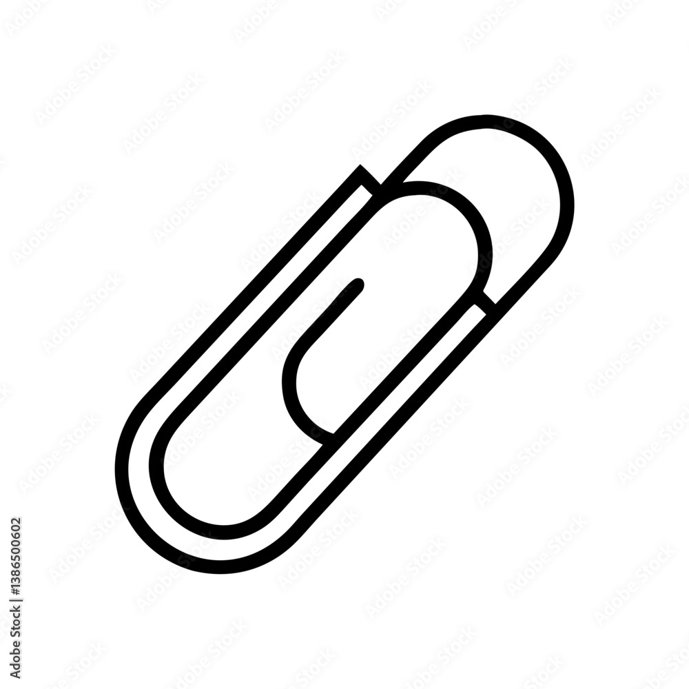 Paperclip Outline Icon on White Background Paperclip Outline Icon on White Background
