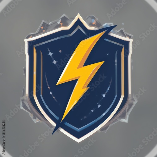 A dynamic shield logo with a lightning bolt symbol, representing power and protection. Perfect for sports or tech branding.