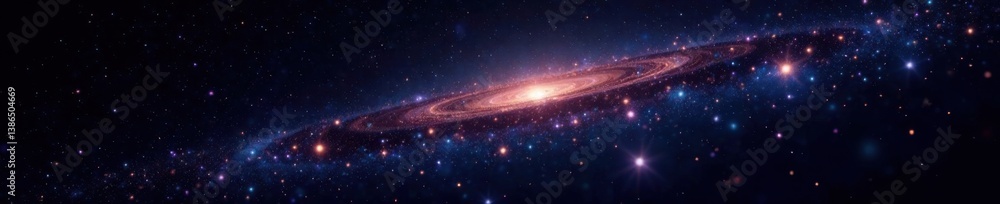 Fototapeta premium Sparkling starfield against a black background, showcasing the vastness of space, celestial, galaxy