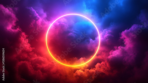 Wallpaper Mural A futuristic tech HUD glow circle with a modern isolated background, featuring a blurred sky and clear, bright, simple tone, offering a blank space for captions or design elements.

 Torontodigital.ca