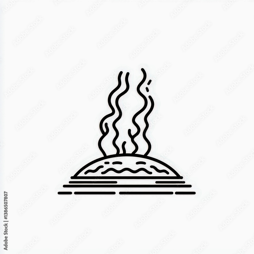 Geothermal energy icon illustrating heat and steam generation from the earth's interior, showcasing renewable energy solutions Geothermal energy icon illustrating heat and steam generation from the earth's interior, showcasing renewable energy solutions