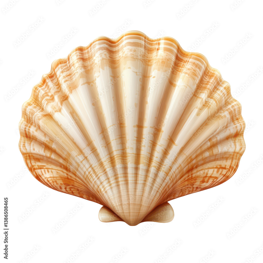 Obraz premium Elegant Scallop Shell Ocean Treasure Beach Find Seashell isolated on transparent background