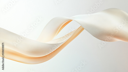 Sinuous ribbon shape twisting in soft air pale gradi