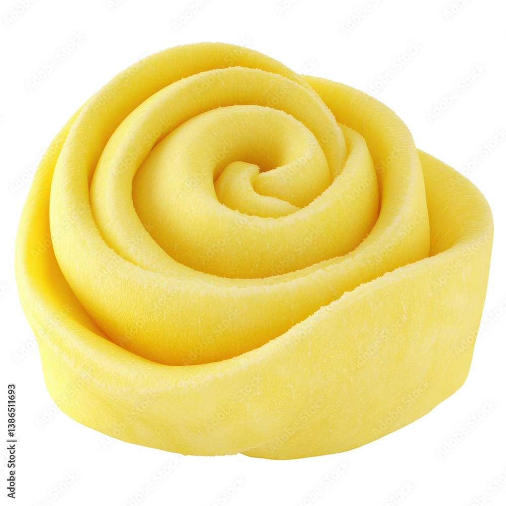 Beautiful yellow rose shaped cake decorated with frosting and edible flowers on a delicate cake stand isolated on transparent background.. Beautiful yellow rose shaped cake decorated with frosting and edible flowers on a delicate cake stand isolated on transparent background..