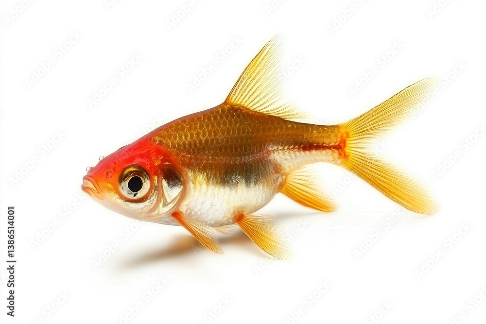 Isolated Goldfish Swimming on White Background Close-up Shot Aquatic Life Isolated Goldfish Swimming on White Background Close-up Shot Aquatic Life